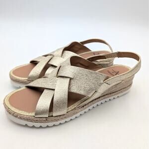 Aquatalia Amaya Slingback Espadrille Wedge Sandal Women Platino Size US9M EU39.5